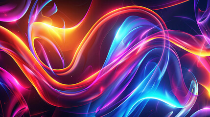 Wall Mural - vibrant abstract background in symbolism style with fluorescent colors and dynamic swirls