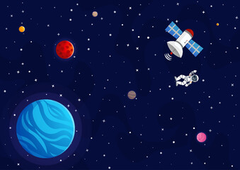 Wall Mural - Space cartoon background. Cute design for landing