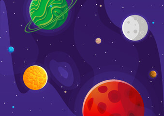 Wall Mural - Space cartoon background. Cute design for landing