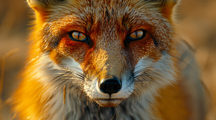 Wall Mural - Curious fox: close-up of its sharp face