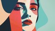 © CHOI POO - Vibrant abstract portrait of a woman with colorful geometric shapes; modern and expressive artwork capturing depth and emotion.