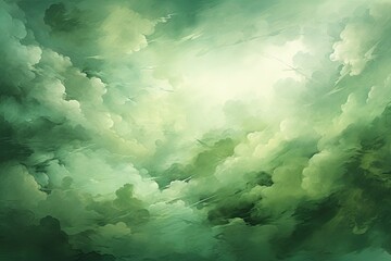 Abstract grunge background in Green sky with clouds.