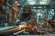 © Valentin - Industrial worker cuts metal with sparks