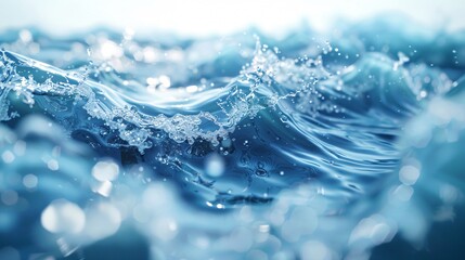 Close-up ocean wave with light blue background