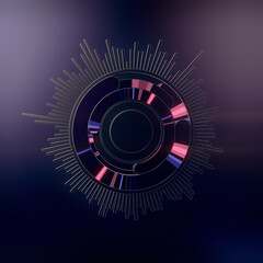 Aufkleber - Abstract digital illustration of a modern graphic user interface design with glowing neon stripes. 3d rendering