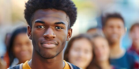 Portrait of a black male college student on a diverse campus. Concept Campus Life, Diversity, African American, College Student, Portrait Photography