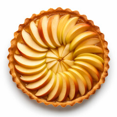 Sticker - A traditional apple tart top view isolated on white background 