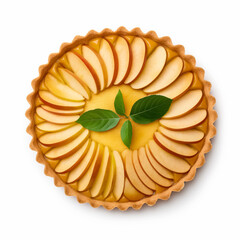 Wall Mural - A traditional apple tart top view isolated on white background 