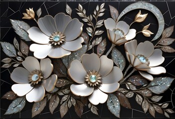 Sticker - 3d digital floral background wallpaper pattern