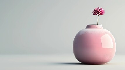 Sticker - pink vase with flower