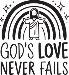 Wall Mural - Jesus Gods Love Never Fails Vector