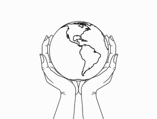 Illustration of planet earth with caring hand in world care concept