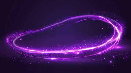 Wall Mural - The magic spell game has a neon green light trail isolated on a dark background. The magician's witch energy effect has purple sparkles and purple glows. The wizard in the game has a vibrant, fantasy