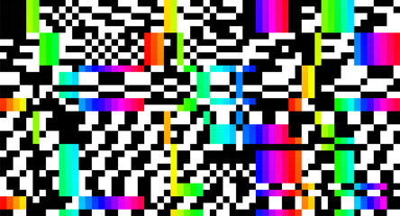 Leinwandbilder - Weird Pixels Glitch Effect Abstract Background. Glitched Stripes and Random Pixels Television Screen. Distorted Glitch Effect. NO SIGNAL TV Frame Vector.