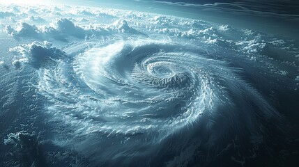 Wall Mural - Climate Change: A 3D vector illustration of a hurricane forming over warm ocean waters