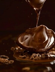 Wall Mural - Super slow motion a drop of crushed dar chocolate