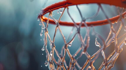  macro shot of basketball rim 