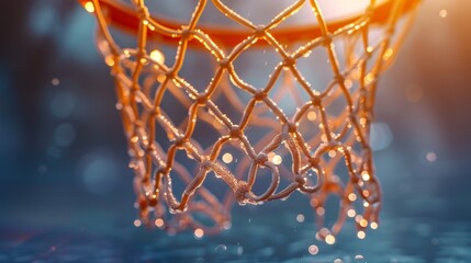 macro shot of basketball rim 