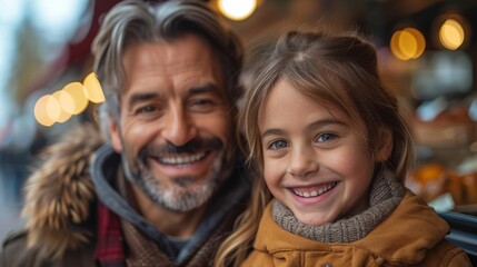 Wall Mural - dad and daughter smiling