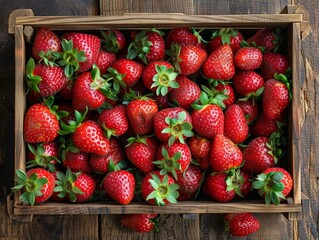 Canvas Print - strawberry in wooden cage