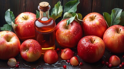 Wall Mural - apples and vinegar symbolizing healthy eating.