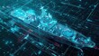 © kitidach - Futuristic digital rendering of a ship with holographic design elements, emphasizing advanced technology and innovative maritime solutions.