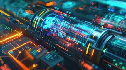 futuristic digital technology background with vibrant colors and intricate circuit design showcasing