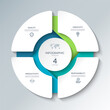 © vectorcreator - Infographic circular diagram with 4 options. Round chart that can be used for business analytics, data visualization and presentation. Vector illustration.