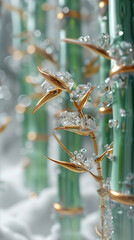 Sticker - close up of Frozen bamboo forest in the park