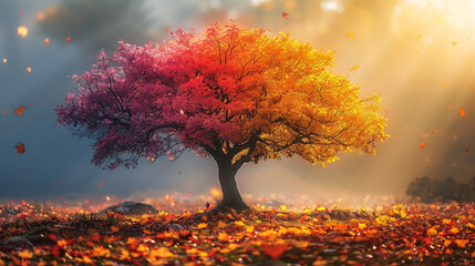 Wall Mural - Clolorful autumn tree in autumn