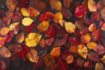 The whisper of autumn leaves, depicted in a flurry of reds, yellows, and browns
