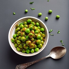 Indian namkeen snack food fried spicy green peas also called masala green peas, masala matar, hara matar, masala vatana or chatpata matar