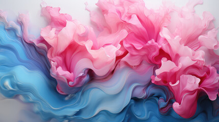 Wall Mural - Abstract colorful pink blue colors multicolored art painting illustration texture - watercolor swirl waves liquid splashes., Generative AI
