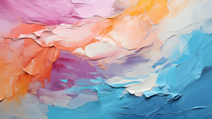 Wall Mural - closeup of abstract rough colorful multicolored art painting texture, with oil acrylic brushstroke, 