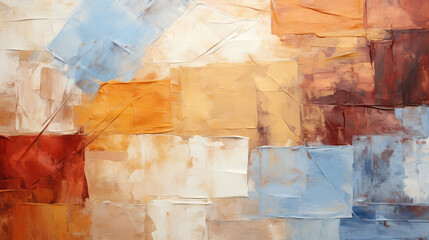 Wall Mural - closeup of abstract rough colorful multicolored red orange brown beige colored art painting texture,