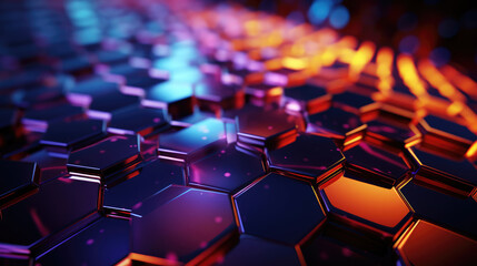 Wall Mural - abstract futuristic digital geometric technology hexagon background banner illustration - colorful p
