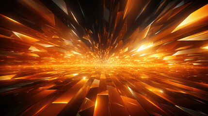 Wall Mural - Abstract speed glowing light background banner illustration - Speedy motion blur creating flashy pattern of gold straight lines, laser beams for web banner and wallpaper design, Generative AI
