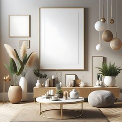 Wall Mural - A room style interior set design with a white frame and plants informative optimized professional.