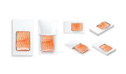 Wall Mural - Blank white pack with salmon mockup, different views