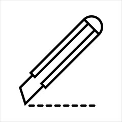 Poster - Cutter knife, stationery knife icon in trendy outline style design. Vector graphic illustration. Cutter icon for website design.