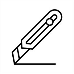 Wall Mural - Cutter knife, stationery knife icon in trendy outline style design. Vector graphic illustration. Cutter icon for website design.