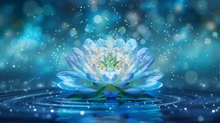 Wall Mural - a colorful digital artwork featuring an intricate mandala pattern in various shades of blue and gree