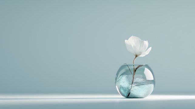compact futuristic flower vase with craggy stratified texture in silver and neon blue sleek silhouette minimalist pose clean white background in clean studio lighting product photography highly