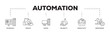 © AFD - Automation icon infographic illustration concept with icon of process, digital, reliability, productivity, and improvement icon live stroke and easy to edit