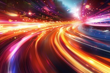 Abstract technology background of high speed global data transfer, ultra fast broadband and connection, digital cyber tech motion