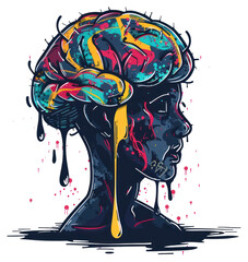 Poster - PNG Mental breakdown art illustrated graphics.