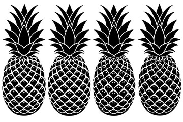 pineapple fruit line art silhouette vector illustration