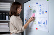© Wasana - A woman is pointing at a whiteboard with graphs and numbers