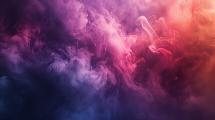 Wall Mural - Colorful smoke, dark background, colorful cloud pattern wallpaper, pink and purple color scheme.