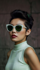 Wall Mural - Woman Asian Punk Rock 1980s Sunglasses New Wave Fashion Cosmetics Beauty